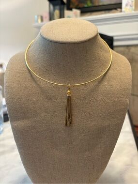 Stella & Dot Gold Tassel Choker Necklace